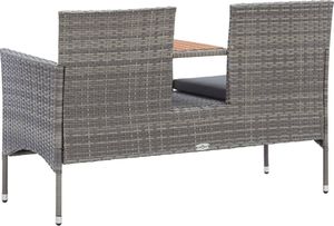 vidaXL 2-osobowa ławka ogrodowa ze stolikiem, 143 cm, rattan PE, szara 4