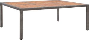 vidaXL Stół ogrodowy, szary, 200x150x74 cm, rattan PE i drewno akacji 1