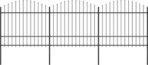 vidaXL Panele ogrodzeniowe z grotami, stal, (1,5-1,75) x 5,1 m, czarne 1