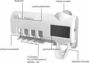 Dozownik do pasty i uchwyt na szczoteczki z lampą UV 2