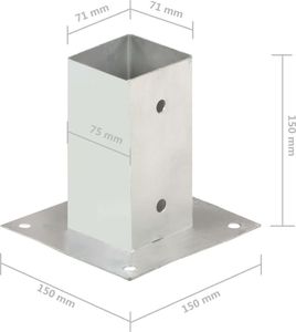 vidaXL Podstawy słupów, 4 szt., galwanizowany metal, 71 mm 8