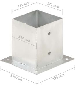 vidaXL Podstawy słupów, 4 szt., galwanizowany metal, 121 mm 8