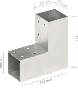 vidaXL Łączniki w kształcie L, 4 szt., galwanizowany metal, 71x71 mm 7