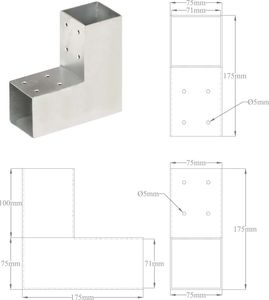 vidaXL Łączniki w kształcie L, 4 szt., galwanizowany metal, 71x71 mm 8