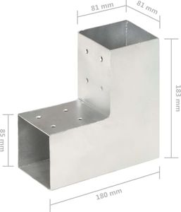 vidaXL Łączniki w kształcie L, 4 szt., galwanizowany metal, 81x81 mm 7