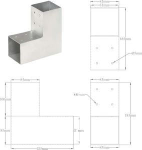 vidaXL Łączniki w kształcie L, 4 szt., galwanizowany metal, 81x81 mm 8