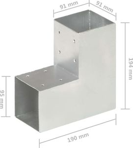 vidaXL Łączniki w kształcie L, 4 szt., galwanizowany metal, 91x91 mm 7