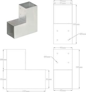 vidaXL Łączniki w kształcie L, 4 szt., galwanizowany metal, 91x91 mm 8