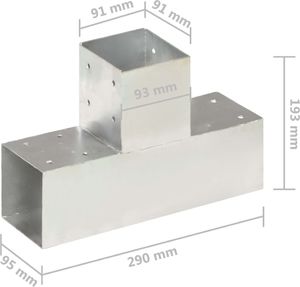 vidaXL Łączniki w kształcie T, 4 szt., galwanizowany metal, 91x91 mm 7