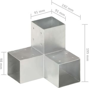 vidaXL Łącznik do słupków w kształcie Y, galwanizowany metal, 91x91 mm 5