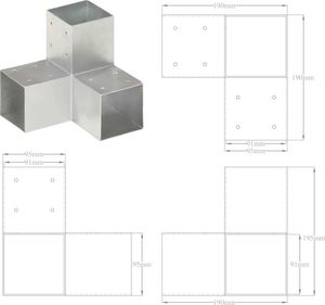 vidaXL Łącznik do słupków w kształcie Y, galwanizowany metal, 91x91 mm 6