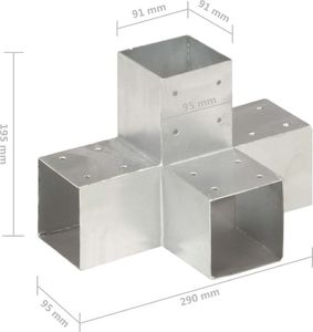 vidaXL Łącznik do słupków w kształcie X, galwanizowany metal, 91x91 mm 6