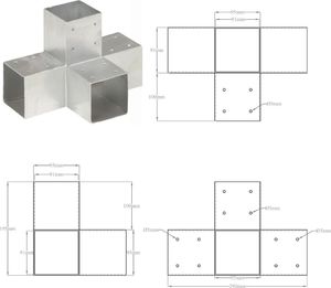 vidaXL Łącznik do słupków w kształcie X, galwanizowany metal, 91x91 mm 7