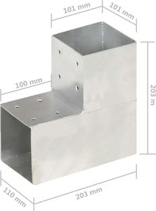 vidaXL Łączniki w kształcie L, 4 szt., galwanizowany metal, 101x101 mm 7