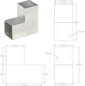 vidaXL Łączniki w kształcie L, 4 szt., galwanizowany metal, 101x101 mm 8