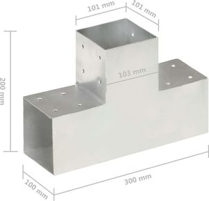 vidaXL Łączniki w kształcie T, 4 szt., galwanizowany metal, 101x101 mm 7