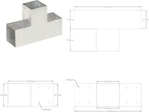 vidaXL Łączniki w kształcie T, 4 szt., galwanizowany metal, 101x101 mm 8