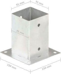 vidaXL Podstawy słupów, 4 szt., galwanizowany metal, 91 mm 8