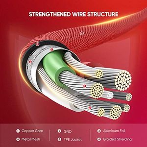 Kabel USB Ugreen Kabel UGREEN USB na Lightning 90 stopni z nylonowym oplotem z certyfikatem MFi, kompatybilny z iPhone SE 2020, 11, X, XR, XS, 8, 7, 6, iPad, etui ładujące Airpods (2M, czerwony) 4