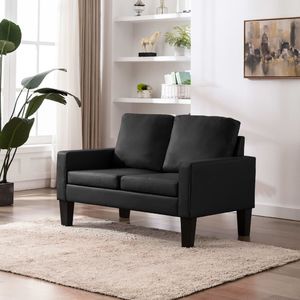 vidaXL 2-osobowa sofa, czarna, sztuczna skóra 1