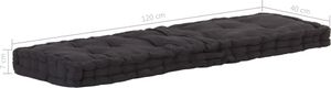 vidaXL Poduszka na podłogę lub palety, bawełna, 120x40x7 cm, czarna 7
