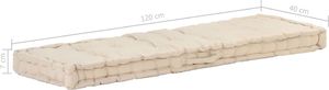 vidaXL Poduszka na podłogę lub palety, bawełna, 120x40x7 cm, beżowa 7