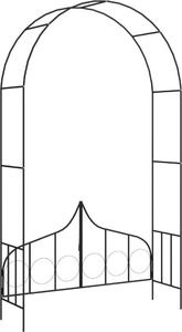 vidaXL Pergola ogrodowa z furtką, czarna, 138x40x238 cm, żelazna 4