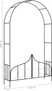 vidaXL Pergola ogrodowa z furtką, czarna, 138x40x238 cm, żelazna 7