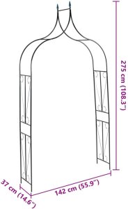 vidaXL Pergola ogrodowa, czarny, 120x38x258 cm, żelazna 6