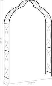 vidaXL Pergola ogrodowa, czarna, 150x34x240 cm, żelazna 5