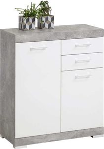 FMD FMD Szafka, 2 drzwiczek i 2 szuflady, 80x34,9x89,9cm, biały i betonowy 1