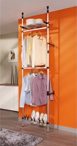 vidaXL Teleskopowy system z półką i drążkami do garderoby, aluminiowy 4