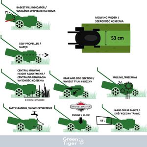 Kosiarka spalinowa Green Tiger Kosiarka spalinowa GT-BS750-53 (10185) 13