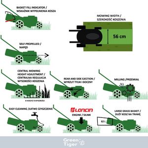 Kosiarka spalinowa Green Tiger GT-LC224-56 12