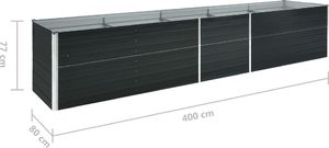 vidaXL Podwyższona donica z galwanizowanej stali 400x80x77 cm antracyt 6