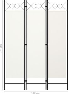 vidaXL Parawan 3-panelowy, biały, 120 x 180 cm 6