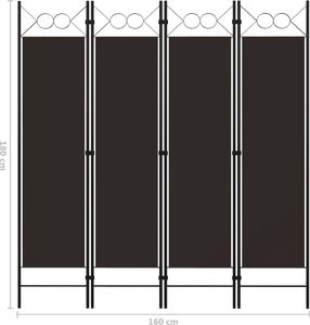 vidaXL Parawan 4-panelowy, brązowy, 160 x 180 cm 6