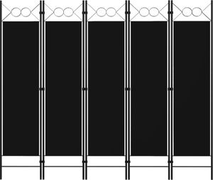 vidaXL Parawan 5-panelowy, czarny, 200 x 180 cm 1