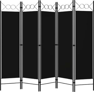 vidaXL Parawan 5-panelowy, czarny, 200 x 180 cm 2