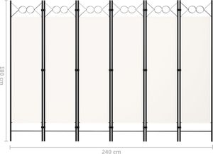 vidaXL Parawan 6-panelowy, biały, 240 x 180 cm 6