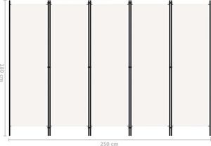 vidaXL Parawan 5-panelowy, biały, 250 x 180 cm 6