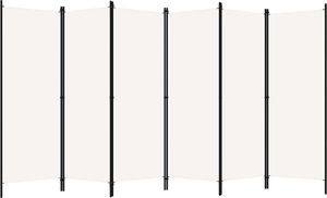 vidaXL Parawan 6-panelowy, kremowy, 300 x 180 cm 2