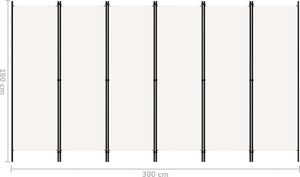 vidaXL Parawan 6-panelowy, kremowy, 300 x 180 cm 6