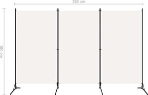 vidaXL Parawan 3-panelowy, biały, 260 x 180 cm 5