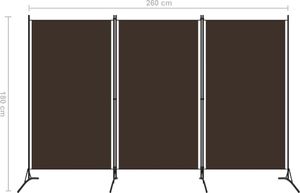 vidaXL Parawan 3-panelowy, brązowy, 260 x 180 cm 5