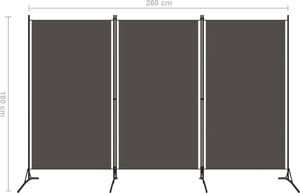 vidaXL Parawan 3-panelowy, antracytowy, 260 x 180 cm 5