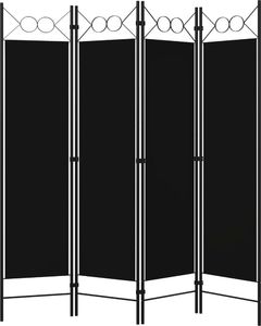vidaXL Parawan 4-panelowy, czarny, 160 x 180 cm 2