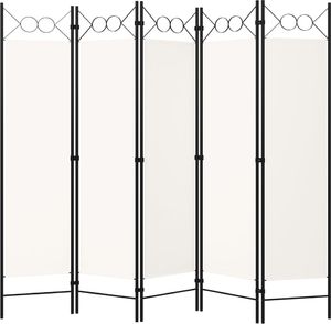 vidaXL Parawan 5-panelowy, biały, 200 x 180 cm 2