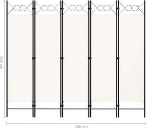 vidaXL Parawan 5-panelowy, biały, 200 x 180 cm 6