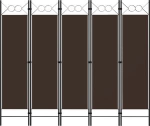 vidaXL Parawan 5-panelowy, brązowy, 200 x 180 cm 1